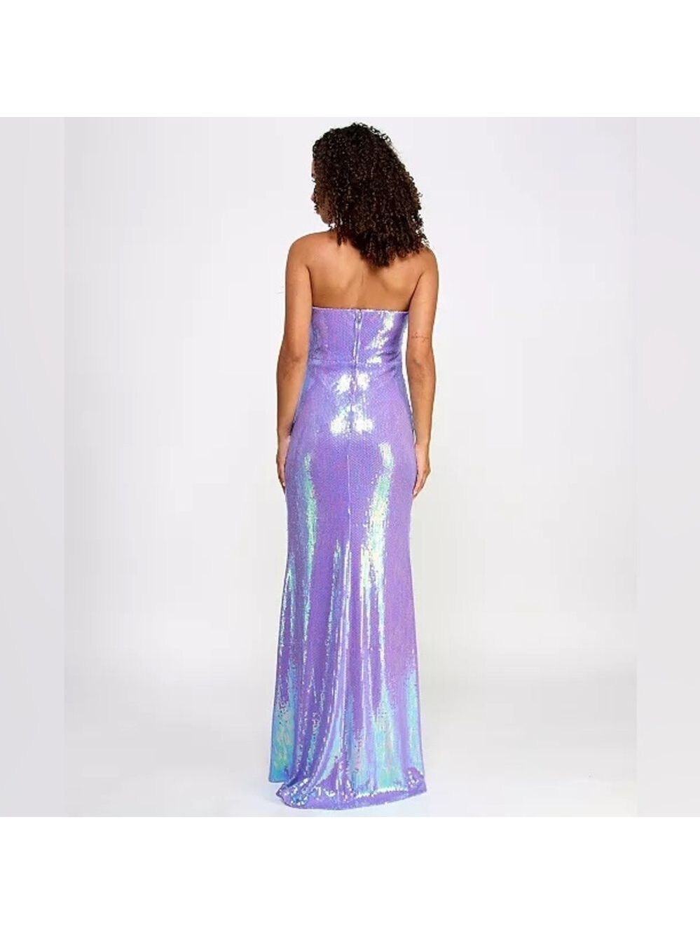 Honey & Rosie Formal Iridescent Sequin Feather Dress Purple Pink XS $129 Prom - Picture 7 of 8